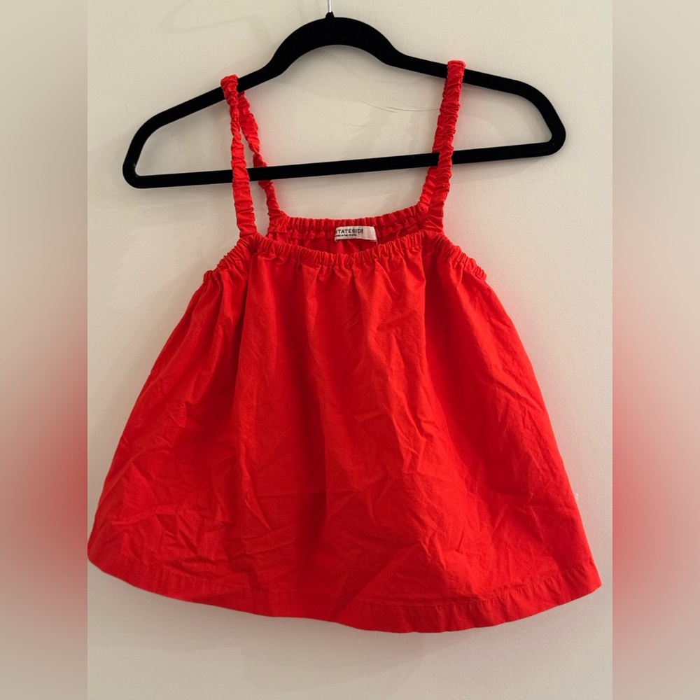 Bright Red Poplin Swing Cami Tank